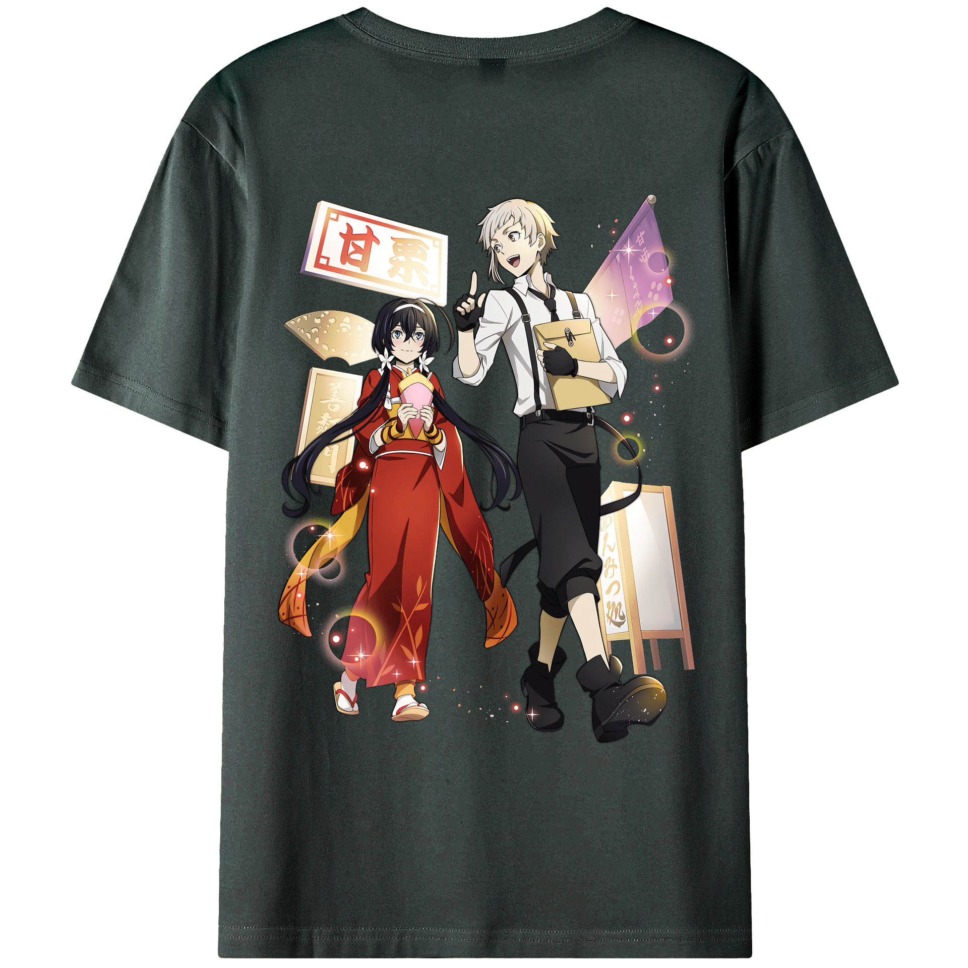 （画像用） 文豪ストレイドッグス Bungo Stray Dogs 綿100％ メンズ半袖Tシャツ（バックプリント） 通気性